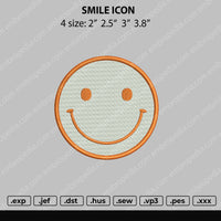Smile Icon Embroidery File 4 size