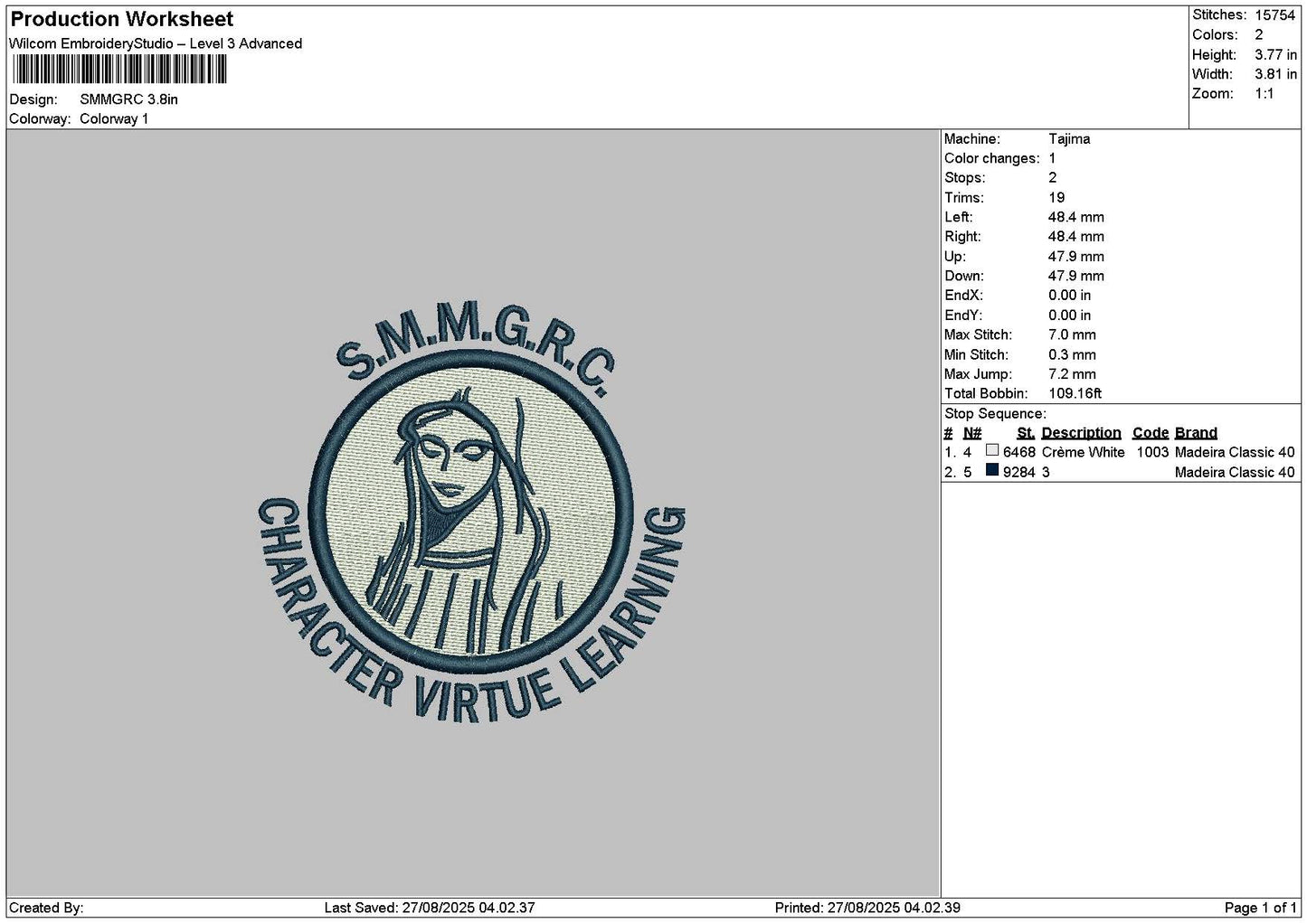 Virtuetext Embroidery File 6 sizes
