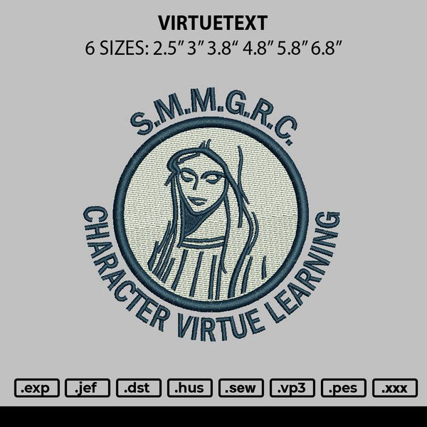 Virtuetext Embroidery File 6 sizes