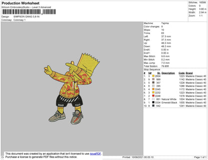 Simpson Gang Embroidery File 4 size