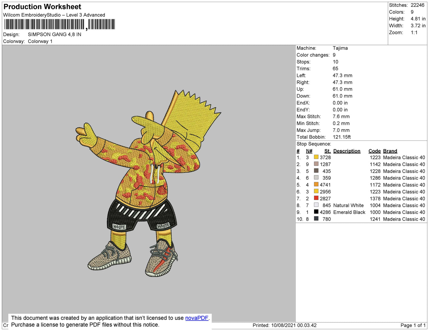 Simpson Gang Embroidery File 4 size
