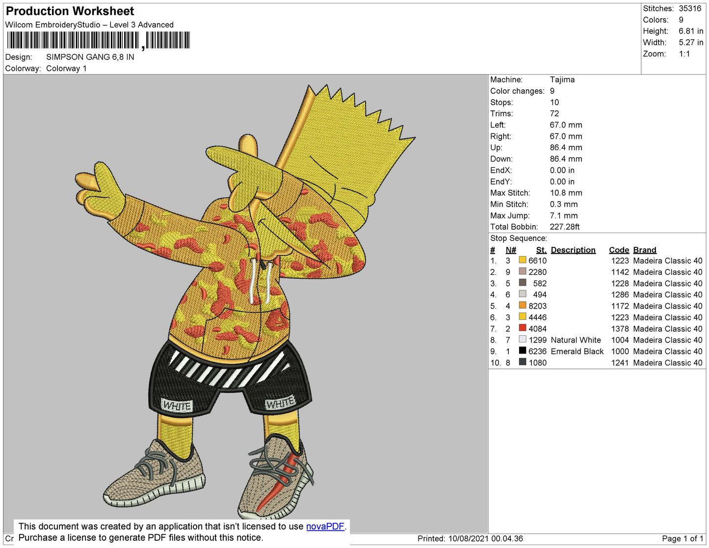 Simpson Gang Embroidery File 4 size
