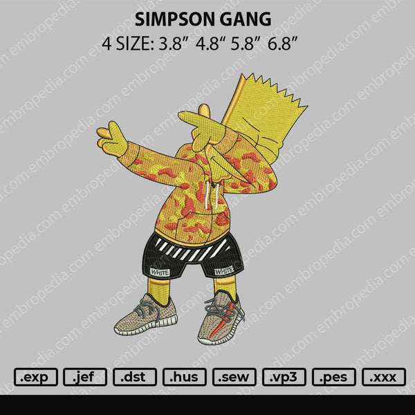 Simpson Gang Embroidery File 4 size
