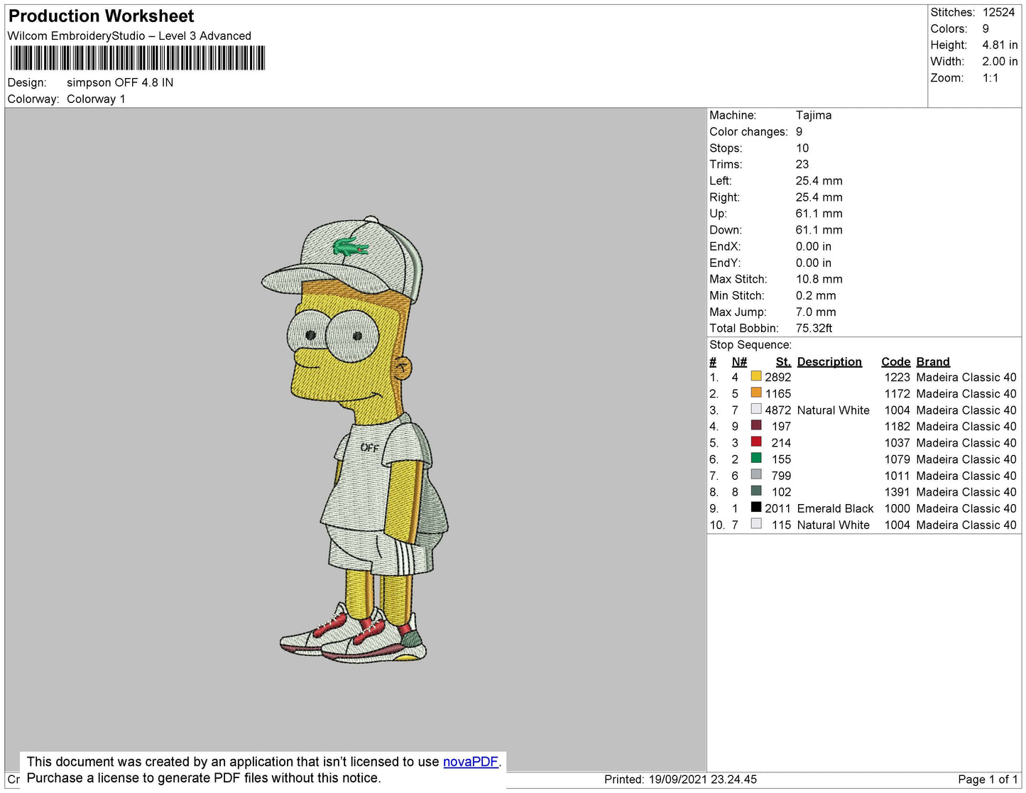 Simpson Off Embroidery File 4 size