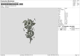 Snake Flowers Embroidery File 6 sizes