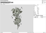 Snake Flowers Embroidery File 6 sizes