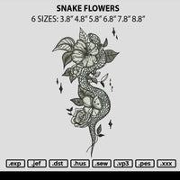 Snake Flowers Embroidery File 6 sizes