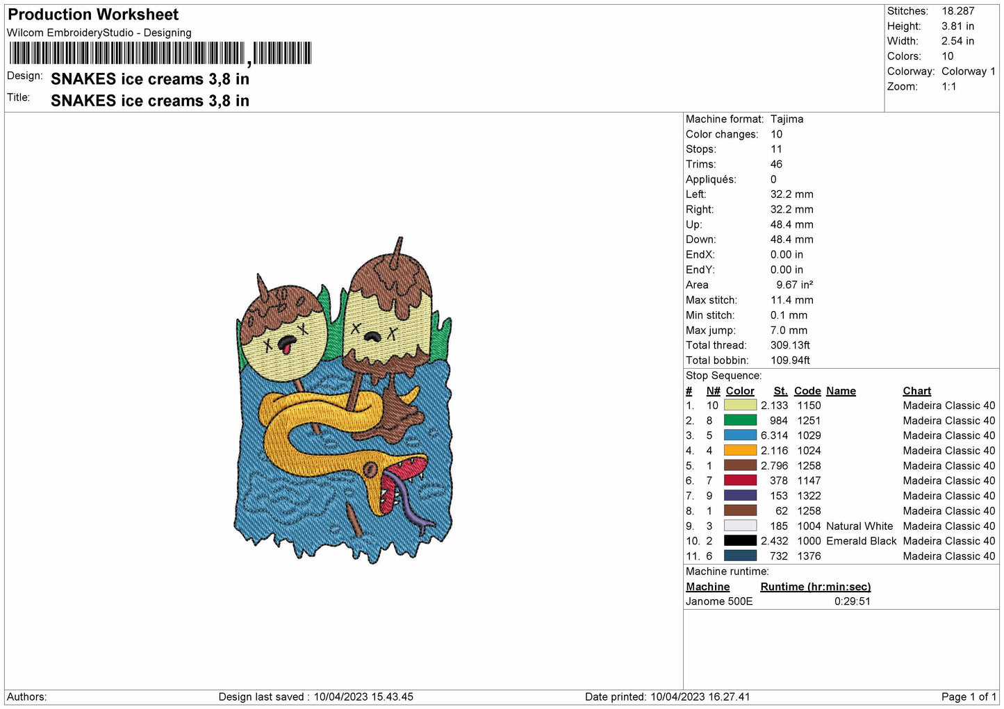 Snakes Ice Embroidery File 6 sizes
