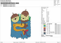 Snakes Ice Embroidery File 6 sizes
