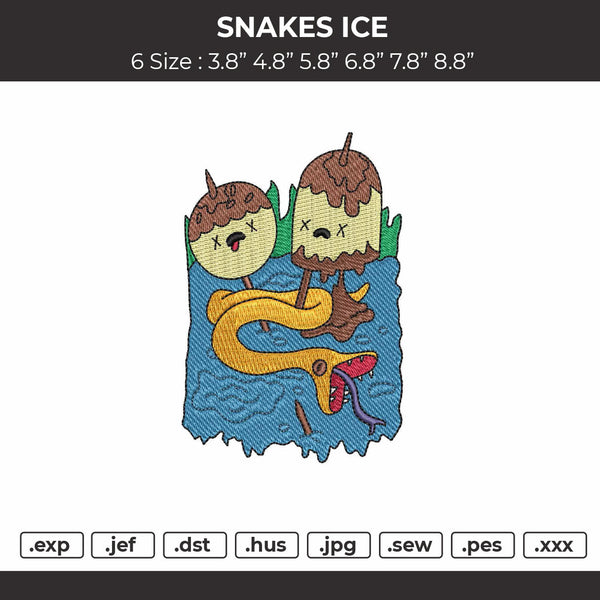Snakes Ice Embroidery File 6 sizes
