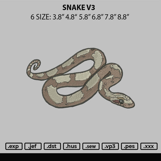 Snake V3 Embroidery File 6 sizes