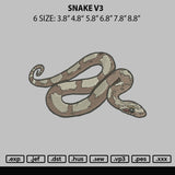 Snake V3 Embroidery File 6 sizes