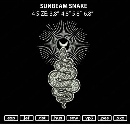 Sunbeam Snake Embroidery File 4 size
