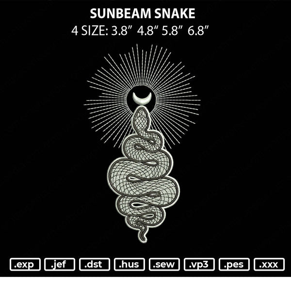 Sunbeam Snake Embroidery File 4 size