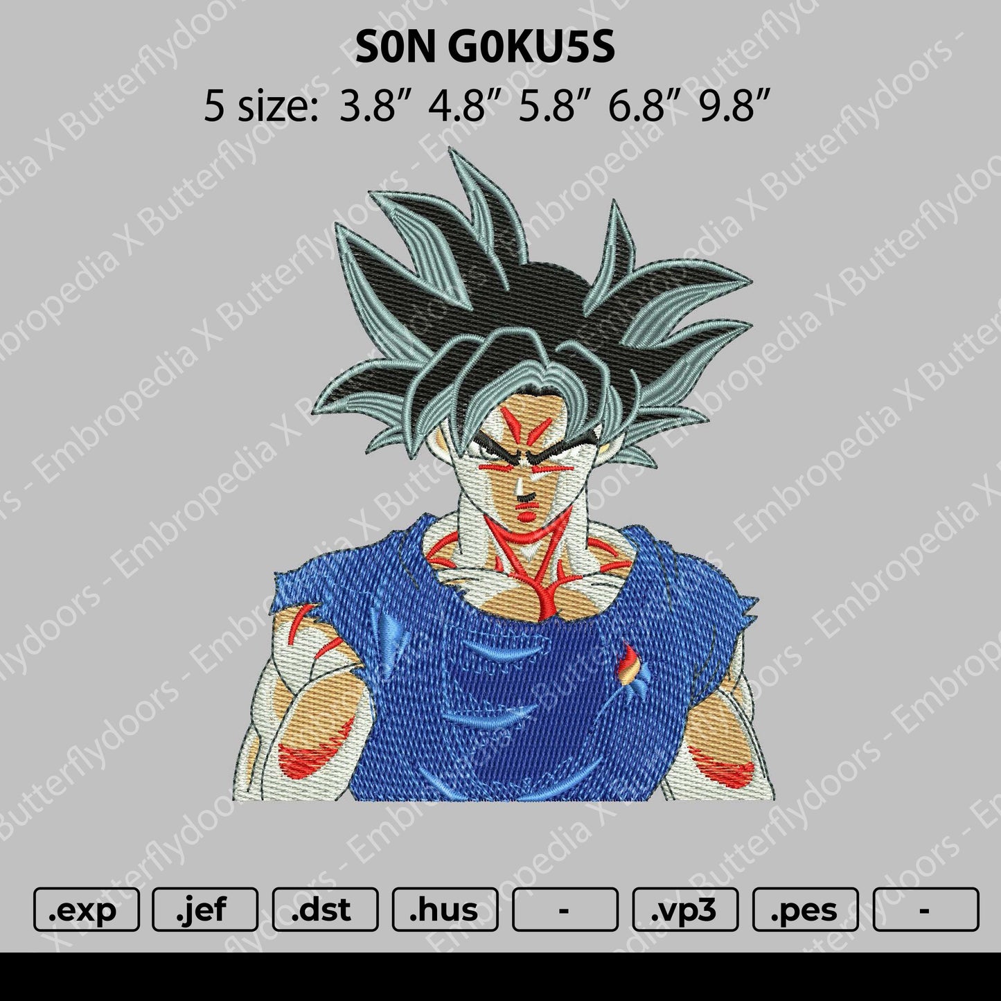Son Goku Embroidery File 5 size