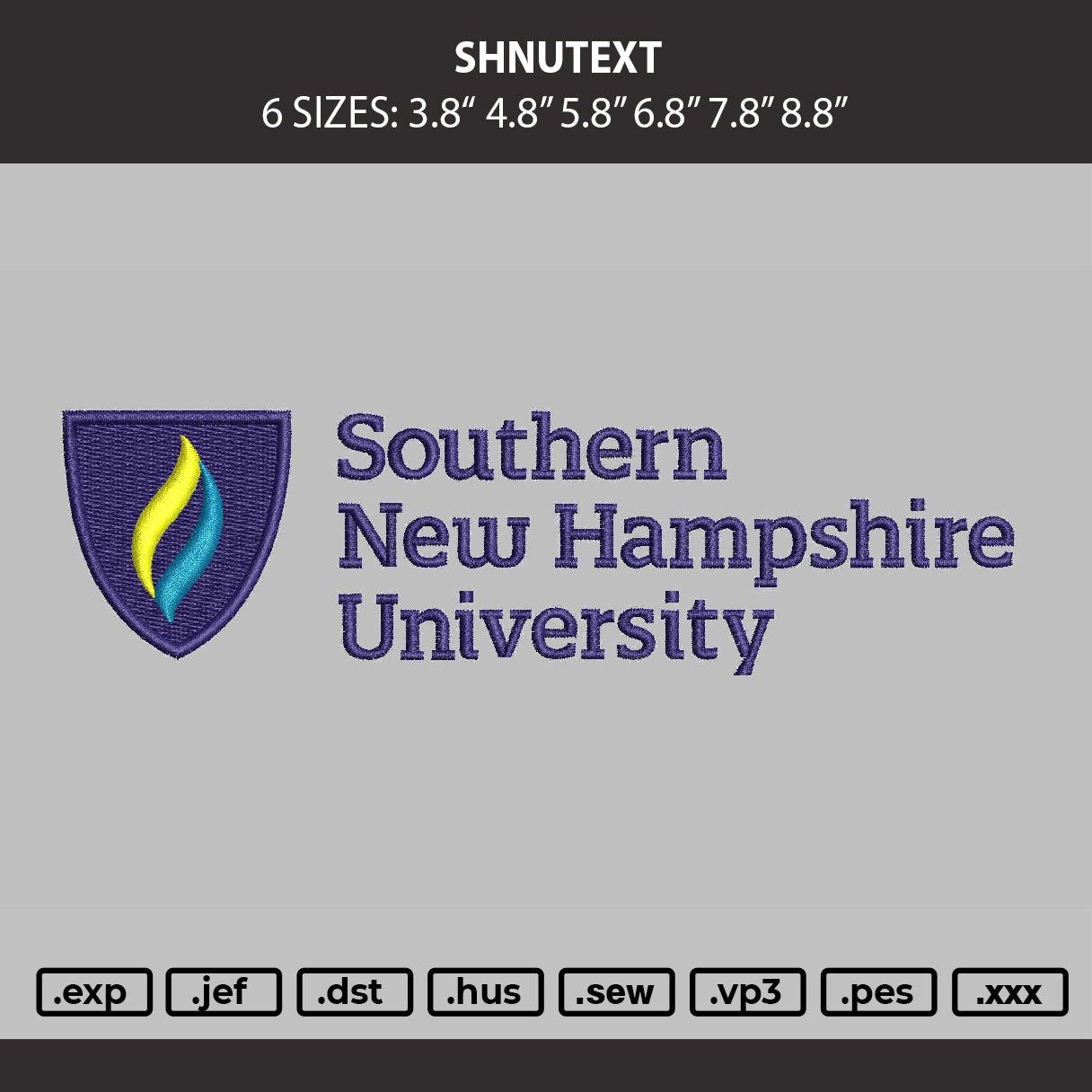 Shnutext Embroidery Machine Design File 6 sizes