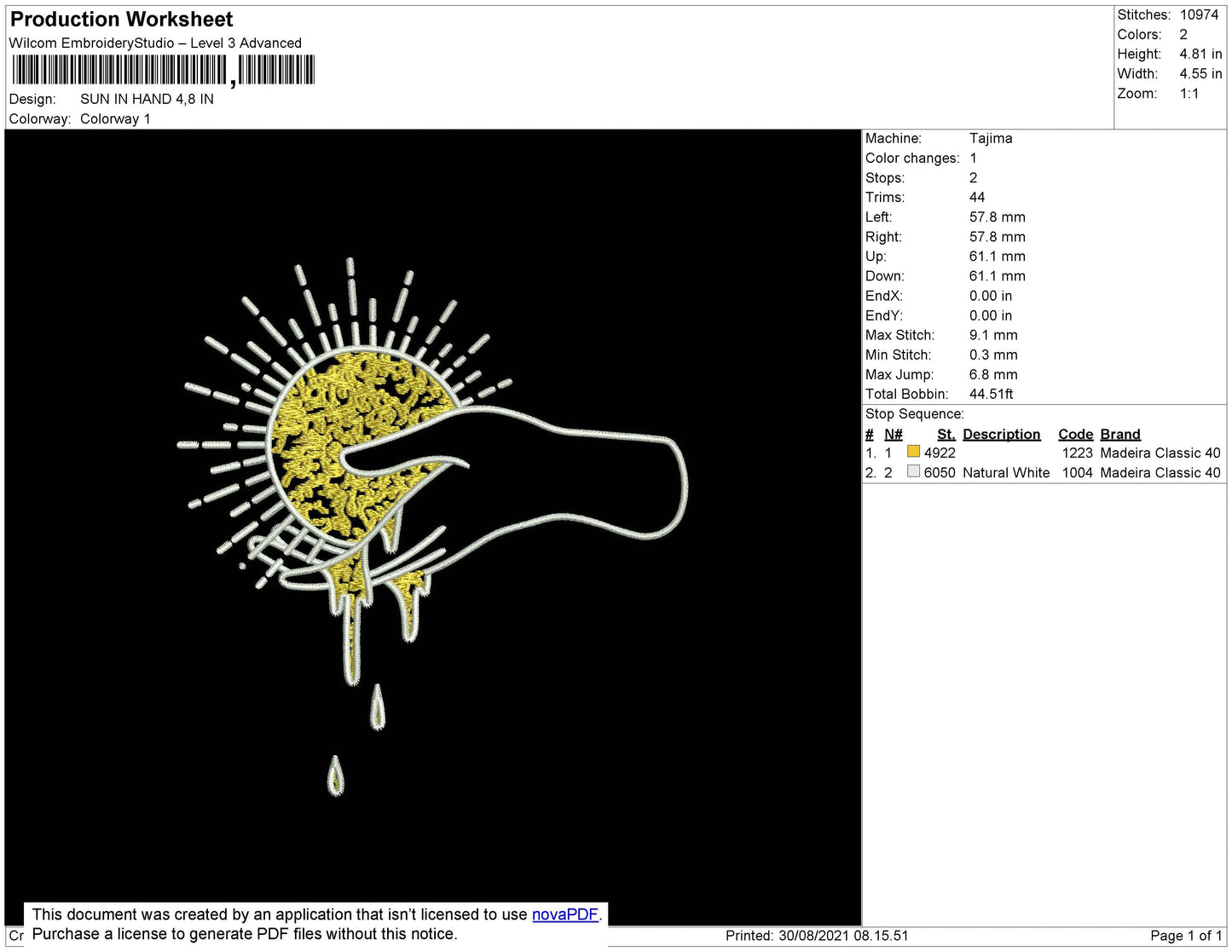 Sun In Hand Embroidery File 4 size