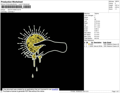 Sun In Hand Embroidery File 4 size