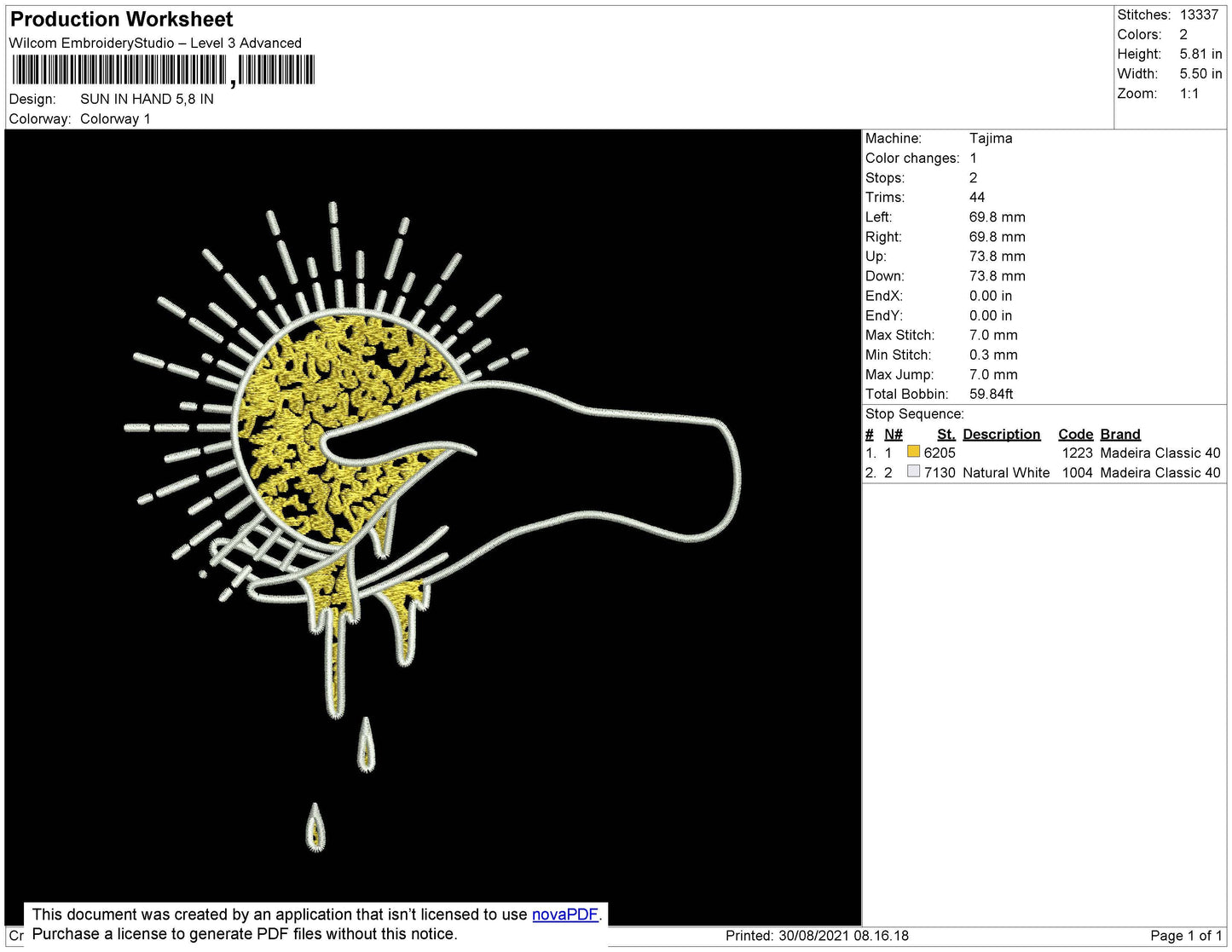 Sun In Hand Embroidery File 4 size