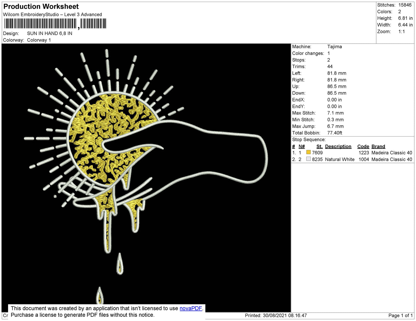 Sun In Hand Embroidery File 4 size