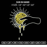 Sun In Hand Embroidery File 4 size