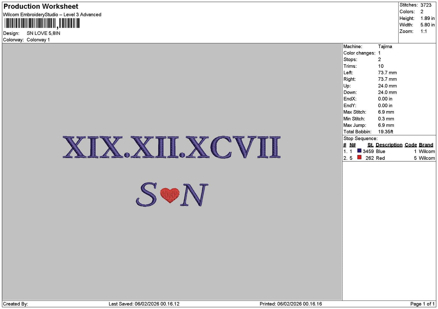 Sn Love Text Embroidery File 6 sizes