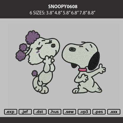 Snoopy 0608 Embroidery Machine Design File 6 sizes