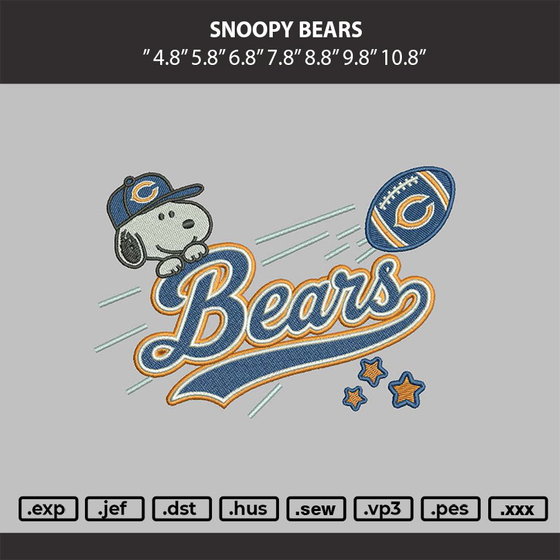 Snoopy Bears Embroidery Machine Design File