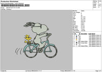 Snoopy Bicycle V2 Embroidery File 6 sizes