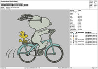 Snoopy Bicycle V2 Embroidery File 6 sizes