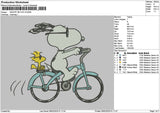 Snoopy Bicycle V2 Embroidery File 6 sizes