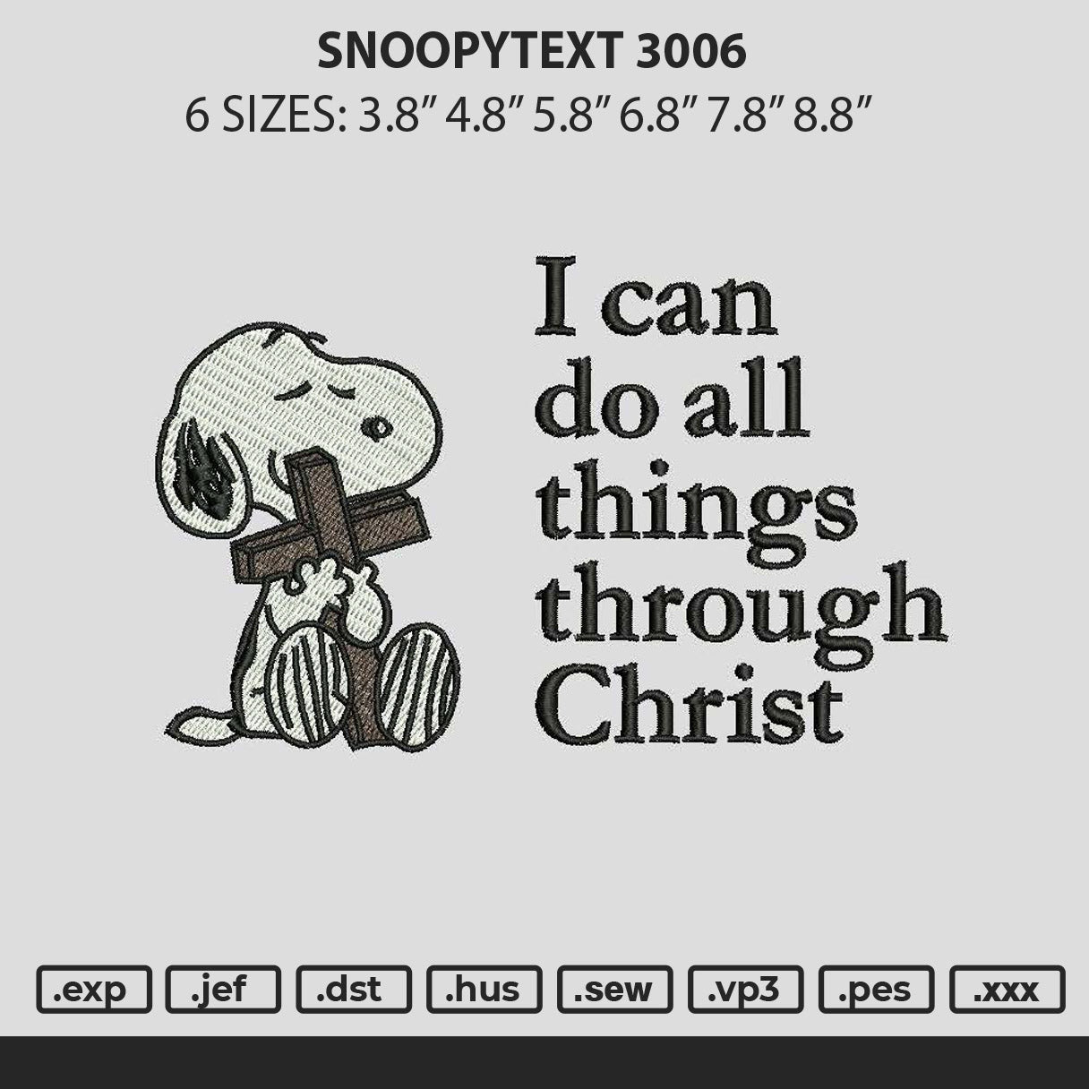 Snoopytext 3006 Embroidery File 6 sizes