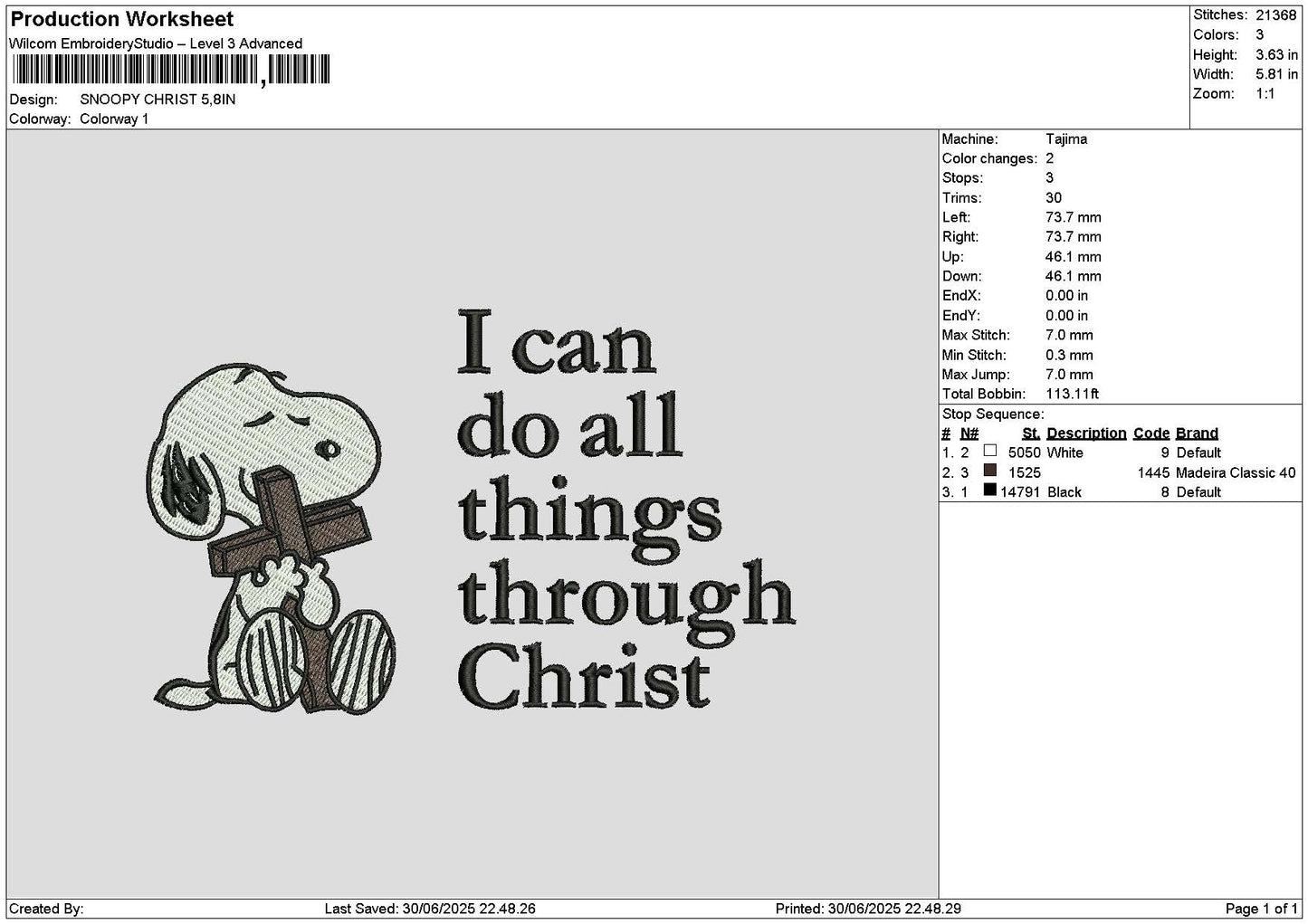 Snoopytext 3006 Embroidery File 6 sizes