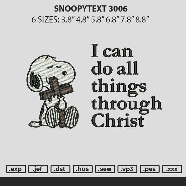 Snoopytext 3006 Embroidery File 6 sizes