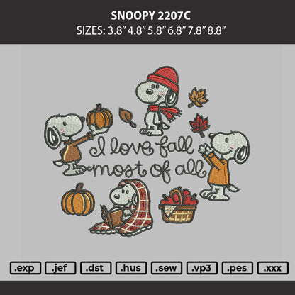 Snoopy 2207c Embroidery Machine Design File 6 sizes