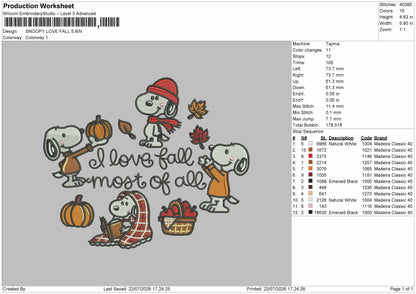 Snoopy 2207c Embroidery Machine Design File 6 sizes