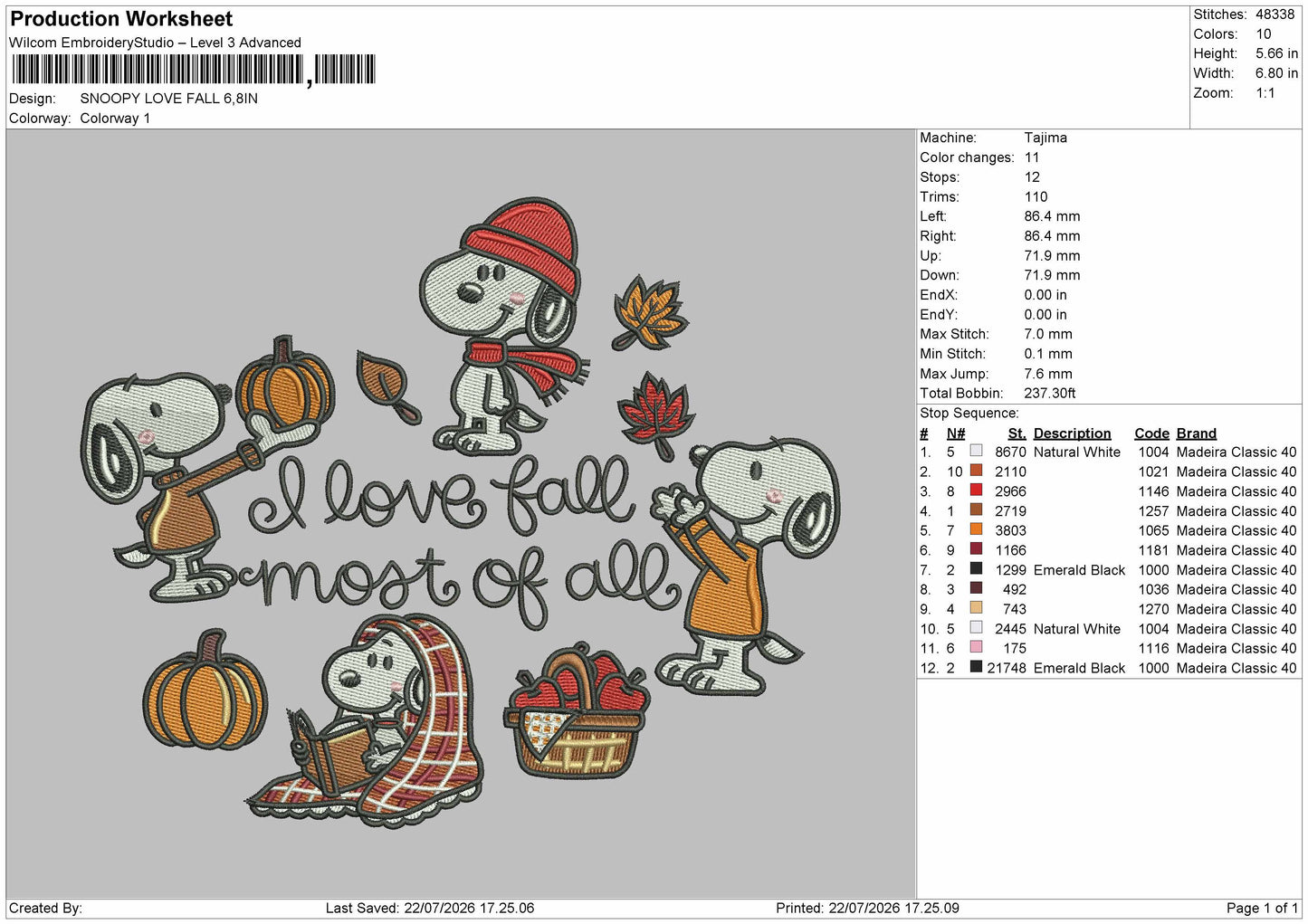 Snoopy 2207c Embroidery Machine Design File 6 sizes