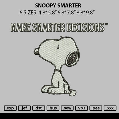 Snoopy Smarter Embroidery File 6 sizes