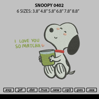 Snoopy 0402 Embroidery File 6 sizes