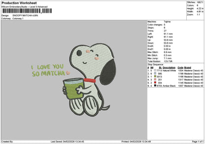 Snoopy 0402 Embroidery File 6 sizes