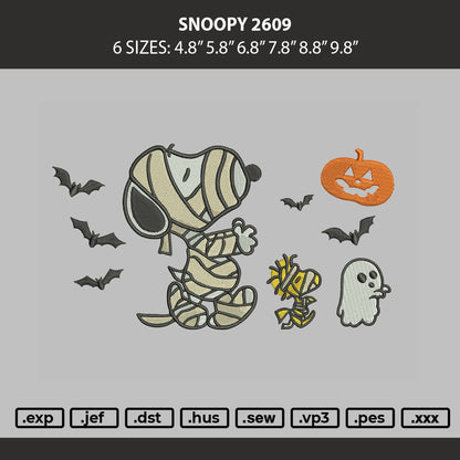 Snoopy 2609 Embroidery Machine Design File 6 sizes