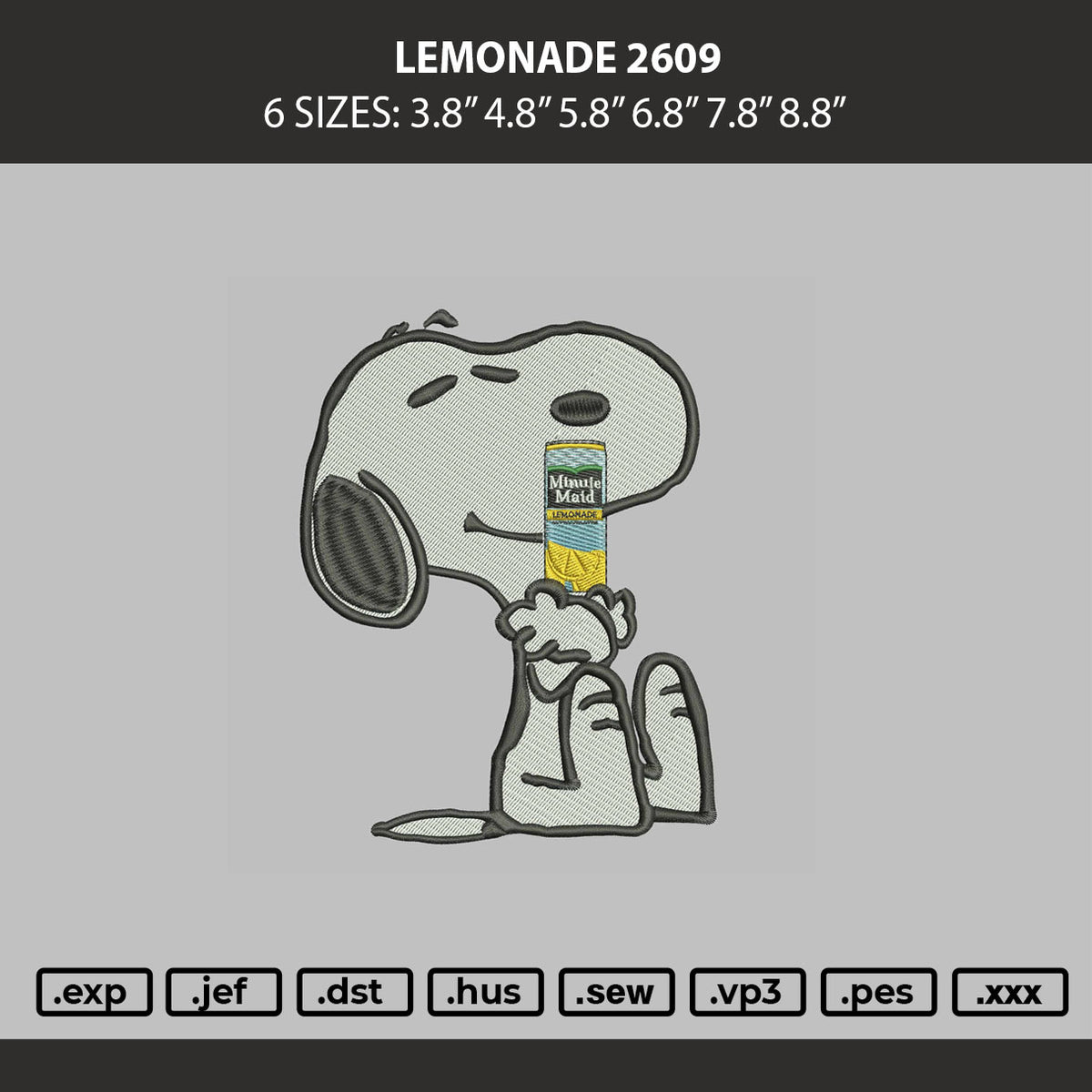 Lemonade Embroidery Machine Design File 6 sizes