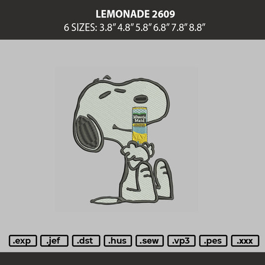 Lemonade Embroidery Machine Design File 6 sizes