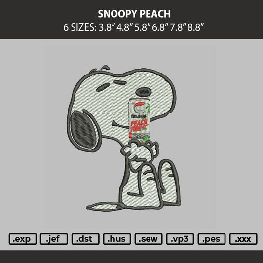 Snoopy Peach Embroidery Machine Design File 6 sizes