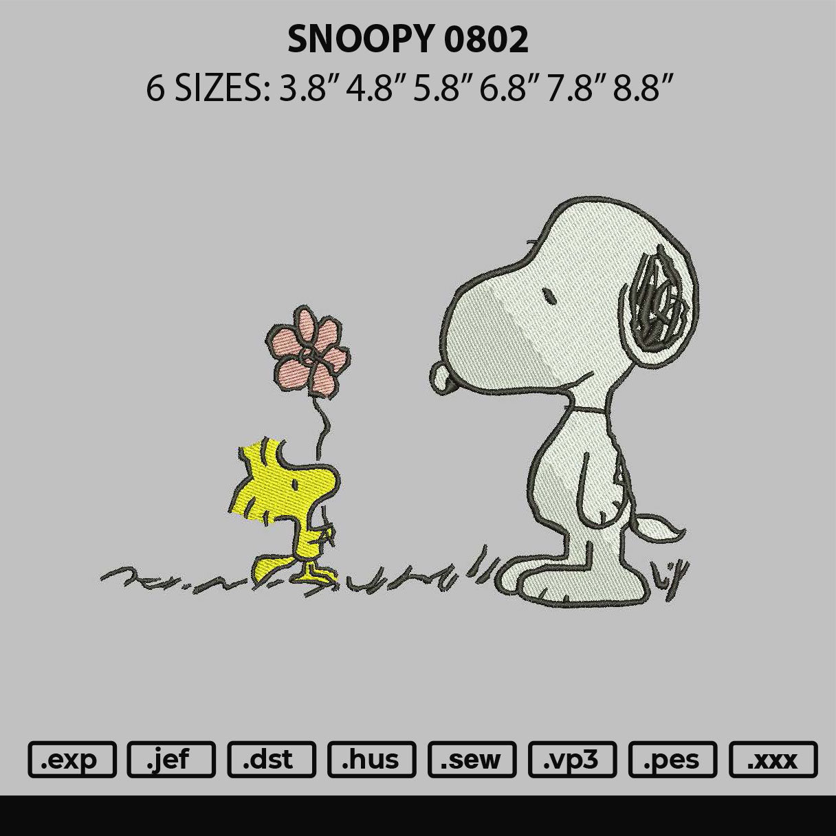 Snoopy 0802 Embroidery File 6 sizes