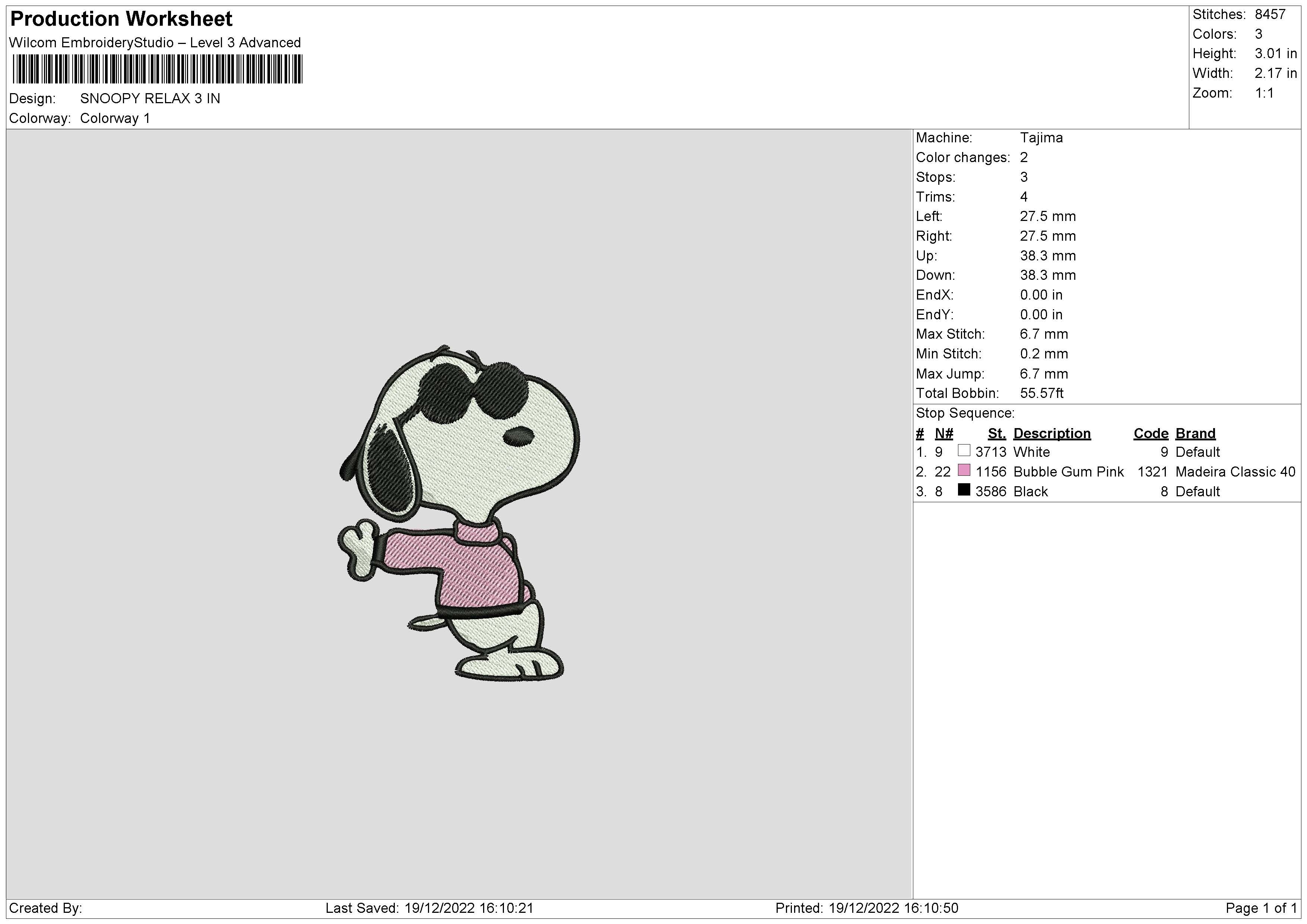 Snoopy Relax Embroiery File 6 sizes – Master Digitizer