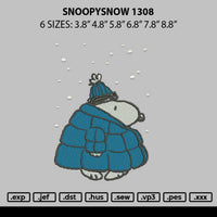 Snoopy Snow 1308 Embroidery File 6 sizes