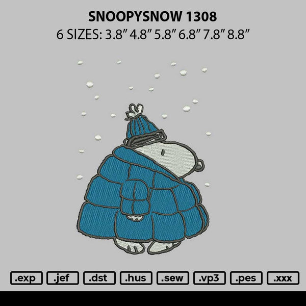 Snoopy Snow 1308 Embroidery File 6 sizes