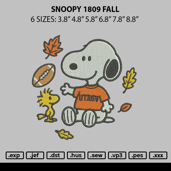 Snoppy 1809 Fall Embroidery File 6 sizes