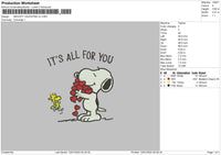 Snoopy Valentine V2 Embroidery File 4 size